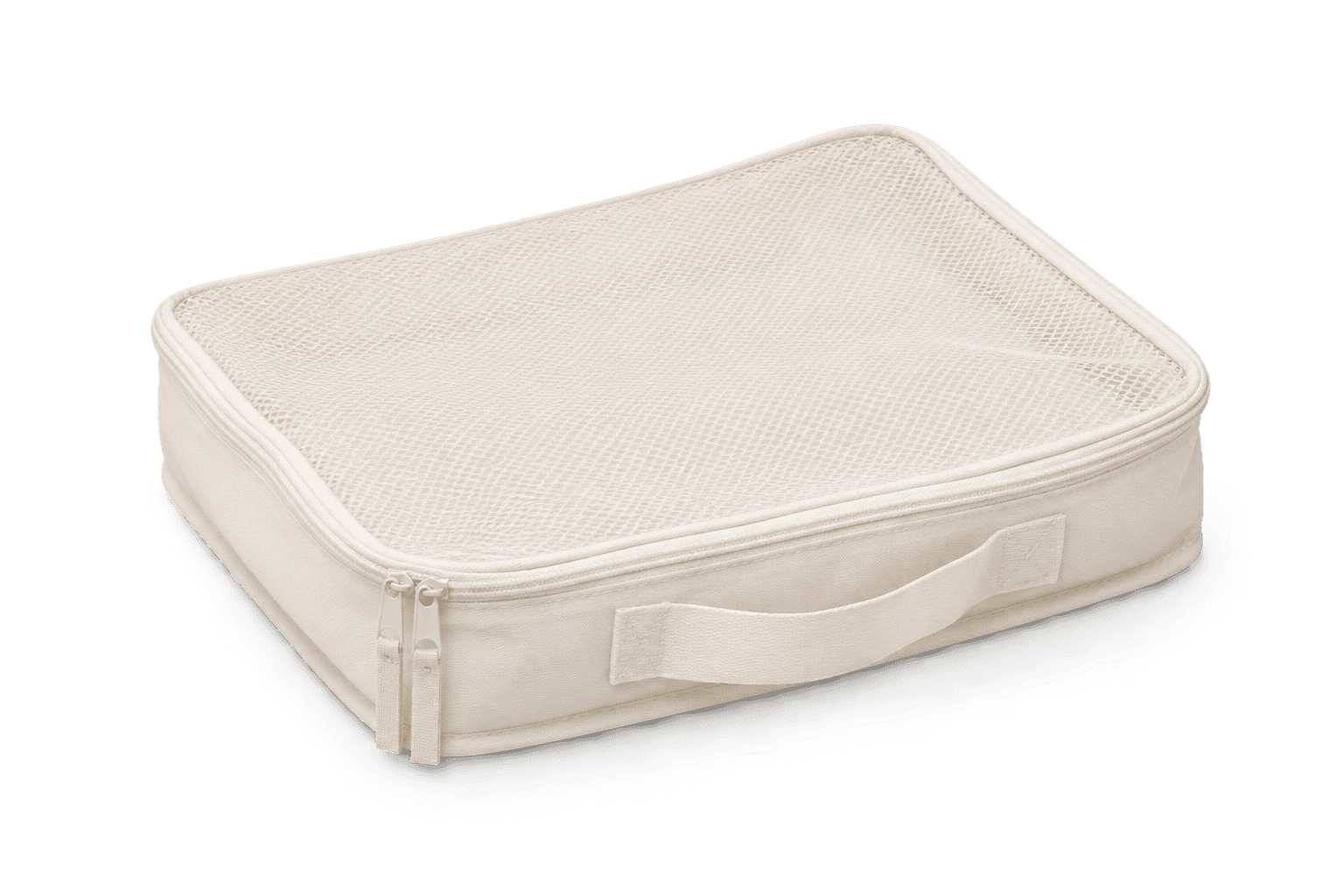 Cream mesh travel organizer pouch