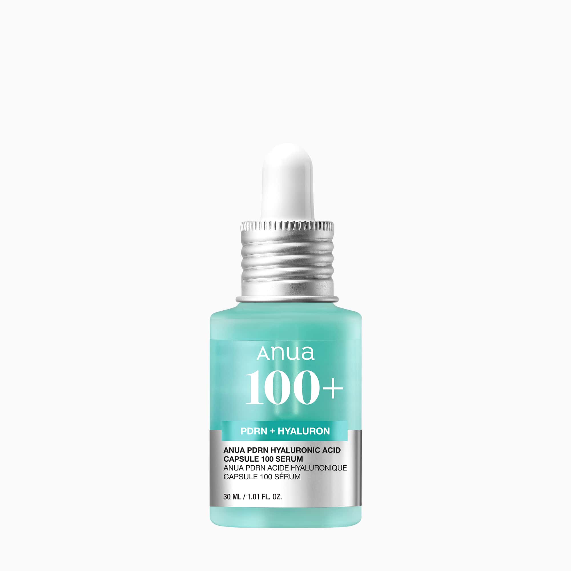 Anua PDRN Hyaluronic Acid Capsule 100 Serum in its turquoise glass bottle
