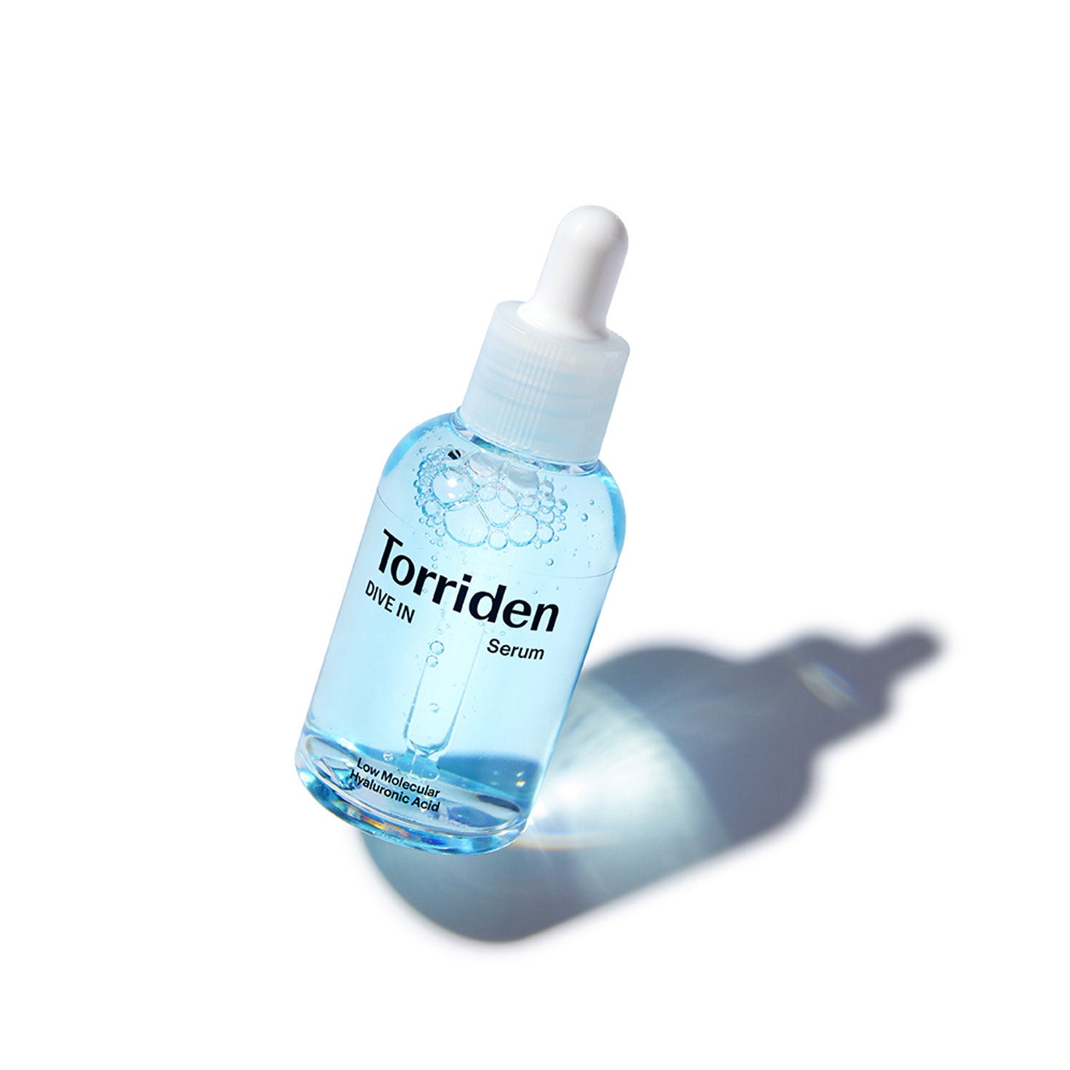 Torriden DIVE-IN Serum in its translucent blue dropper bottle